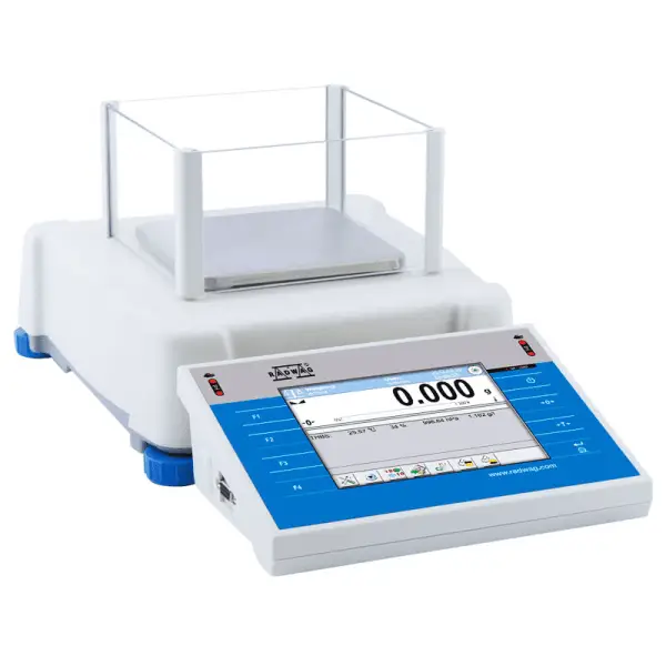 Präzisionswaage mit Touchscreen Monitor, Eichfähig, Wiegebereich 1.000 g, Ablesbarkeit 1 mg, mit interner Automatischer Justierung